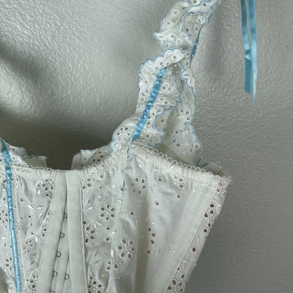 For Love & Lemons for Victoria's Secret Eyelet Swirl Bustier Bra M White Feminin - Picture 10 of 12